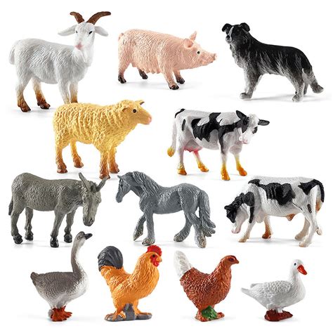 Buy BEHAHAI12pcs Farm Animal Figures Toys, Mini Plastic Farm Animals Figures Realistic Farmyard ...