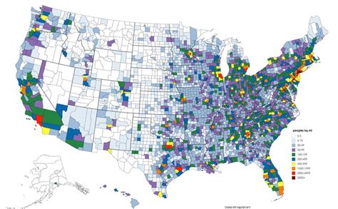 The Population Density of the US by County | Map, Heat map, Graphic
