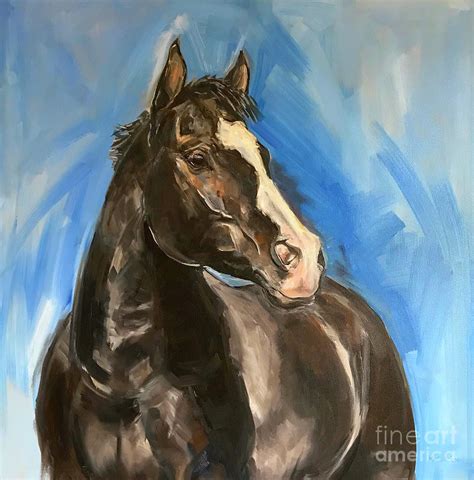 Black Horse Oil Painting Painting by Maria Reichert