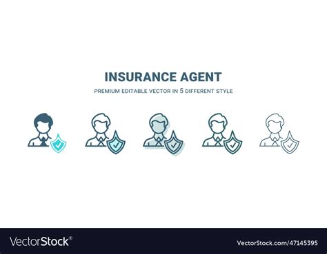 Insurance agent icon in 5 different style outline Vector Image