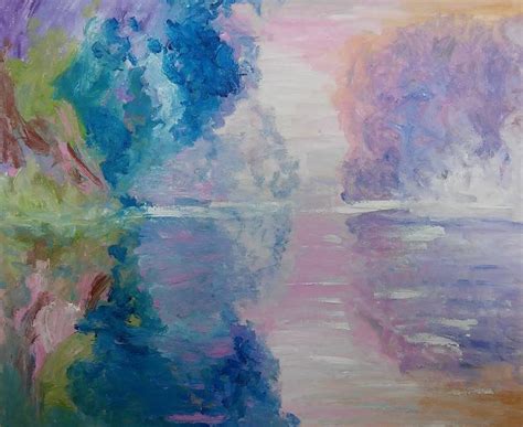 The fog on the river (inspired by Claude Monet) Painting by Pawel Prus | Saatchi Art