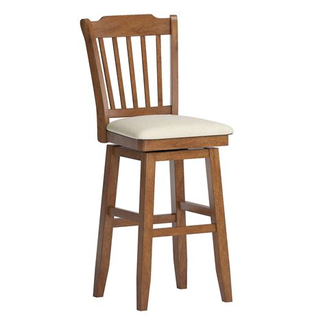 Weston Home Sheena Slat Back Bar Height Wood Swivel Stool, Oak ...