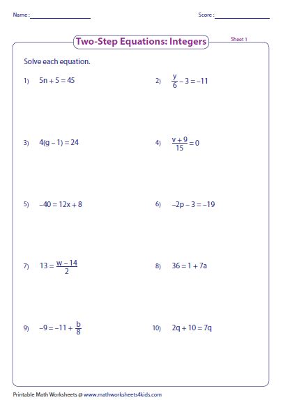 Worksheets. Two Step Equations Worksheet With Answers. Opossumsoft Worksheets and Printables