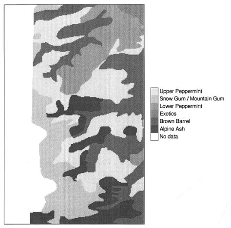 Spatial distribution of the six forest types in the study area (data... | Download Scientific ...