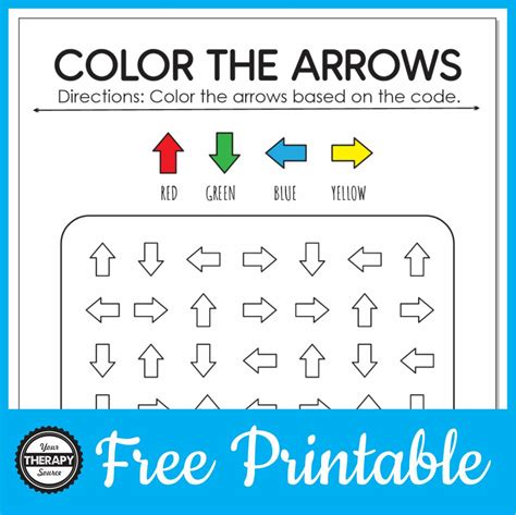 Color the Arrows PDF Worksheet Freebie - Your Therapy Source