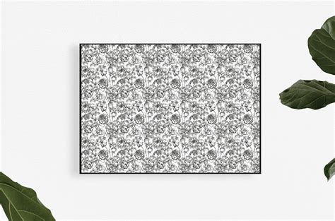 Black and White Floral Wallpaper, Romantic Floral Pattern Wall Mural | anewall – Anewall