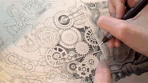 This Artist Drawing an Incredibly Detailed Mechanical Crab Is Like a ...