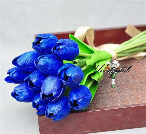 Royal Blue Tulip Real Touch Tulip Bouquet Small Blue Bouquet - Etsy