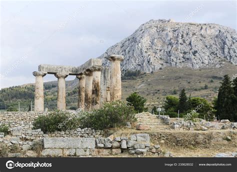 Historic Ancient Ruins Corinth Acrocorinth Archaeological Sites Greece ...