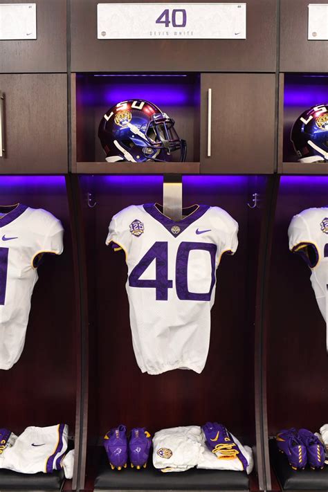 LSU Football Equip - locker room is set ready to go! - * Warm up shirts added in new post ...