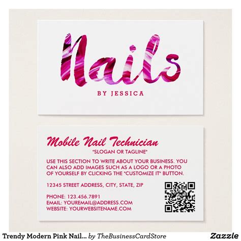 Trendy Modern Pink Nail Technician Business Card | Zazzle.com | Makeup artist business cards ...