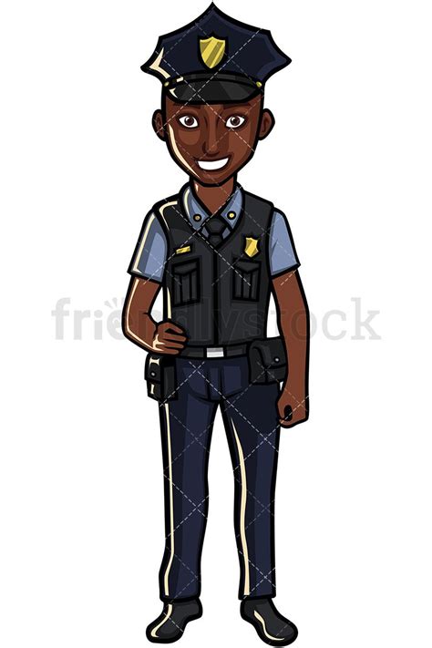 Black Policeman Cartoon Vector Clipart - FriendlyStock | Police officer, Police officer crafts ...