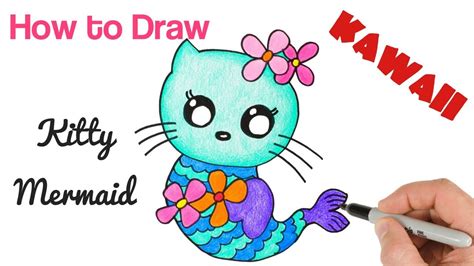 How to Draw Hello Kitty Mermaid cute and easy - YouTube