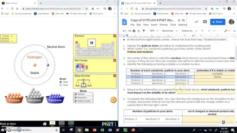 PS PhET Atomic Structure Lab Activity Part 1 - YouTube