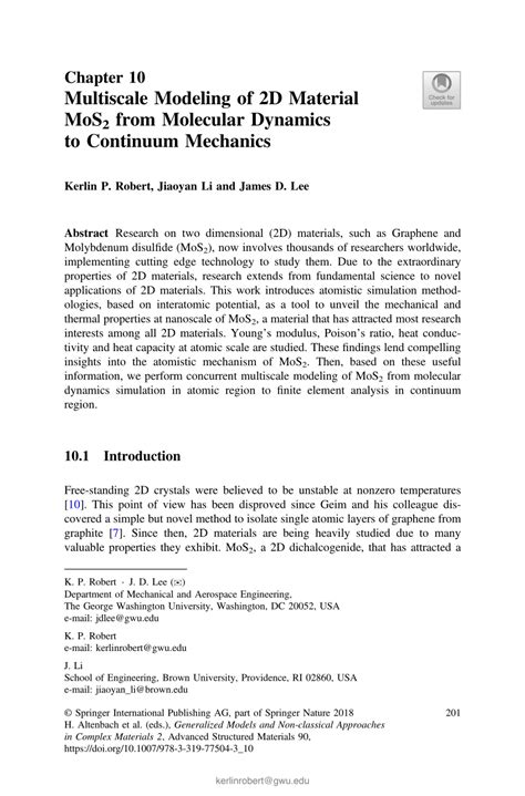 (PDF) Multiscale Modeling of 2D Material MoS2 from Molecular Dynamics ...