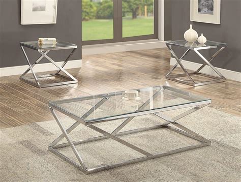 3272 Chase Chrome and Glass Coffee and End Table Set-DISCONTINUED ...