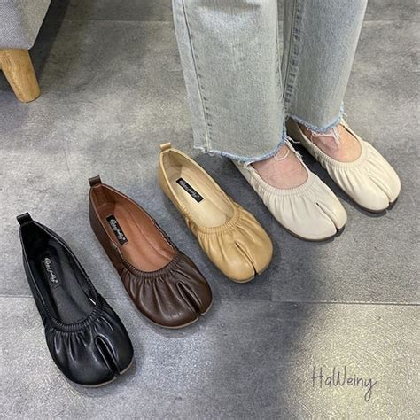 Pleated Split Toe Shoes for Women Elastic Band Moccasins Cozy - Etsy