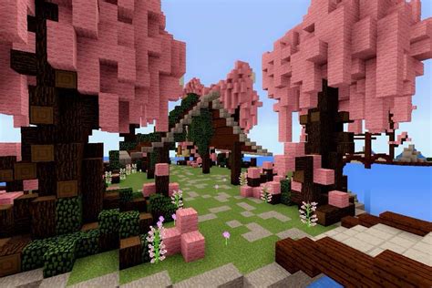 Minecraft PE: Build #8 Cherry Blossom Park | Minecraft Amino