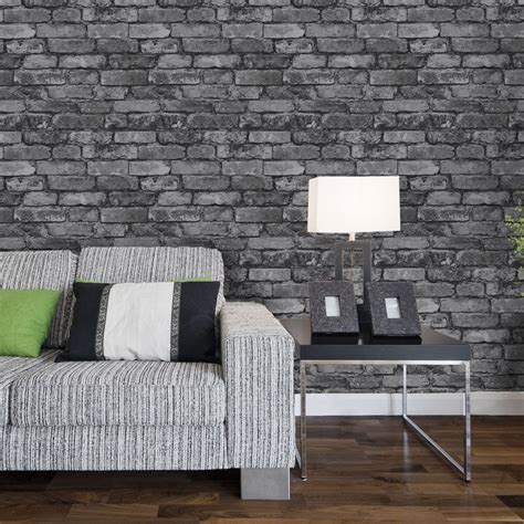 🔥 Free Download Home Shop By Brand Fine Decor Rustic Charcoal Bricks ...