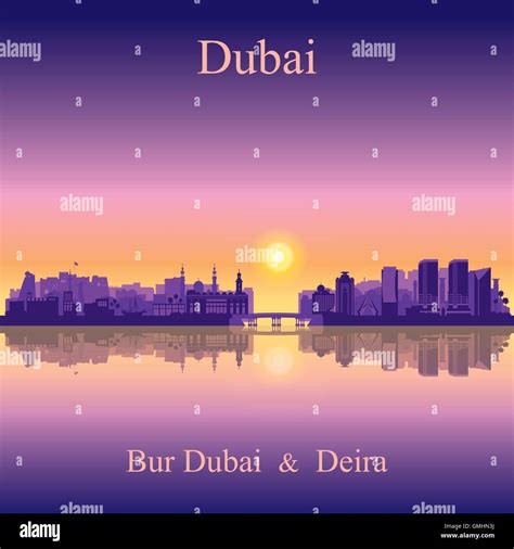 Dubai Deira et Bur Dubai skyline silhouette background Image Vectorielle Stock - Alamy