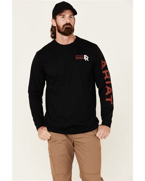 Ariat Men's Black FR Logo Crew Neck Long Sleeve Shirt | Boot Barn