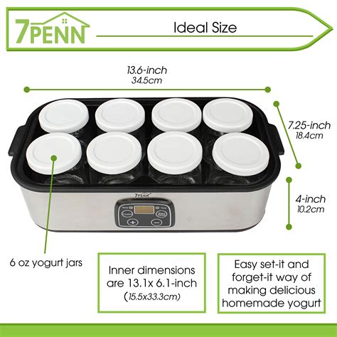 7Penn Yogurt Maker Machine - Greek Yogurt Maker Temperature Control and 8 Jars - Walmart.com