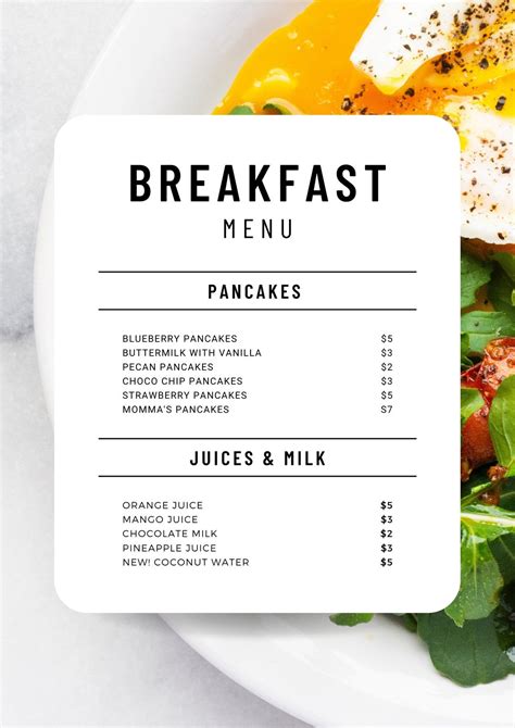 Breakfast Menu Design