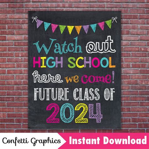 Watch Out High School Here We Come Future Class 2024 / Last - Etsy | Middle school graduation ...