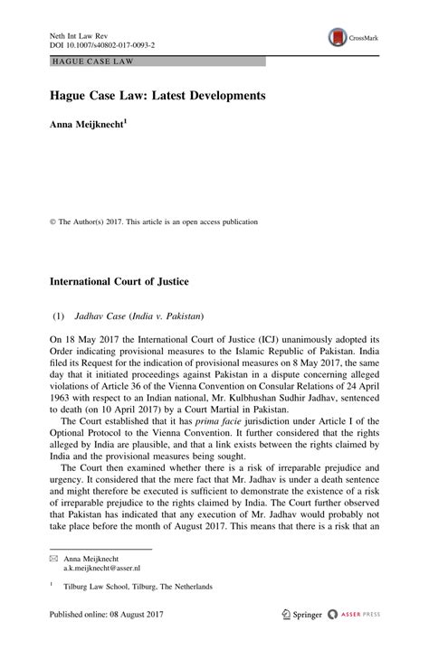 (PDF) Hague Case Law: Latest Developments