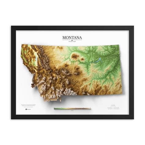 Montana Elevation Map Poster | Elevation map, Map poster, Poster