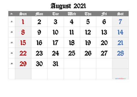 Free Printable August 2021 Calendar (Premium)