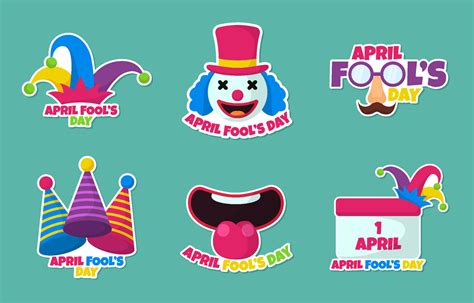 Set of April Fool's Day Sticker Collection 7007512 Vector Art at Vecteezy