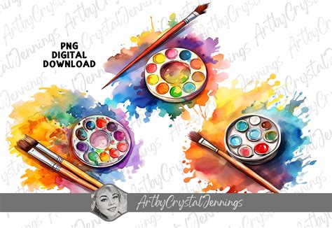 Watercolor Artist Paint Pallet Clipart Graphic by ArtbyCrystalJennings ...