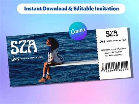 Custom Date SZA SOS Tour 2023 Concert Digital Ticket Stub Merch ...