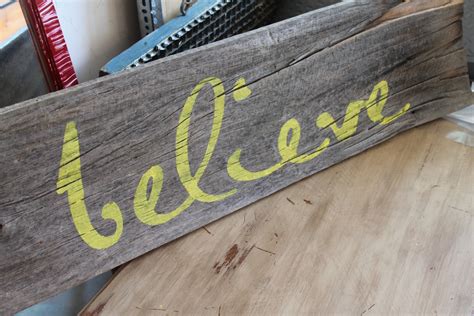 Word stenciling on salvaged wood - Jennifer Allwood Home