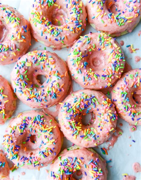 Strawberry Buttermilk Sprinkle Donuts | How Sweet It Is