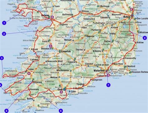 Map of southern ireland counties and cities - map of southern ireland ...