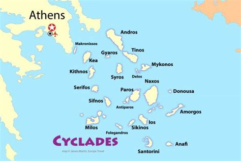 Athens islands map - Greek islands near Athens map (Greece)