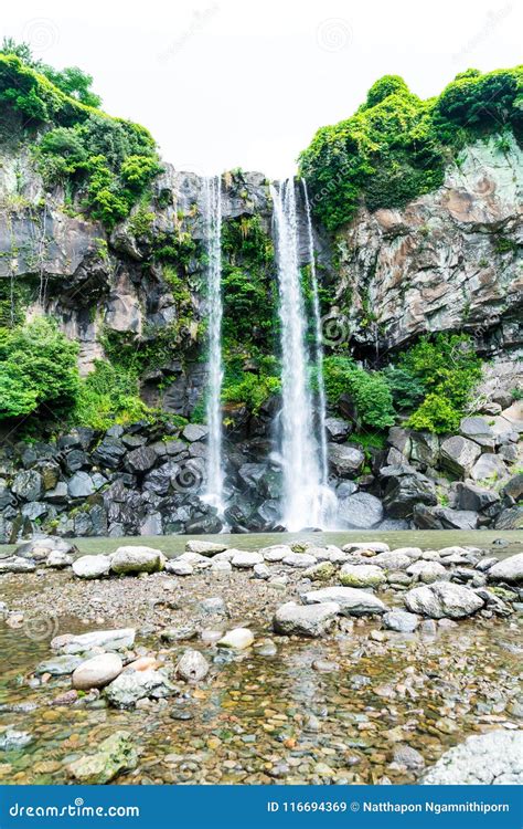 Jeongbang Waterfall in Jeju Island Stock Image - Image of scenic, jeju: 116694369