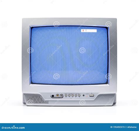 Working Old Gray CRT TV Set, Isolated On White Background. File Contains A Path To Isolation ...