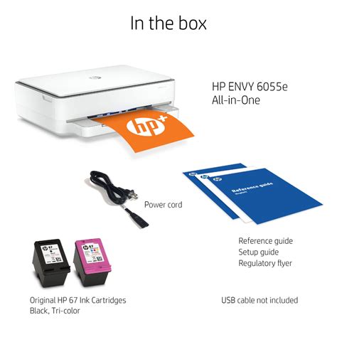 HP ENVY 6055e Wireless Inkjet Printer with 3 months of Instant Ink Included with HP+ White ENVY ...