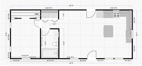 16x40 Shed to Home Floor Plan