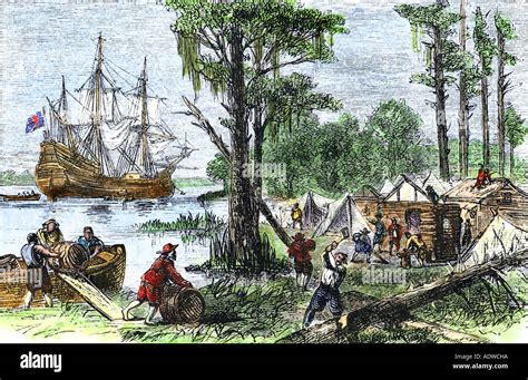 Arrival of colonists at Jamestown in Virginia Colony 1607 Stock Photo: 7713305 - Alamy