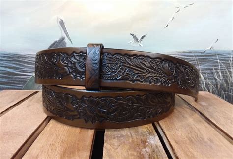 Floral Embossed Leather Belt – Cellar Leather