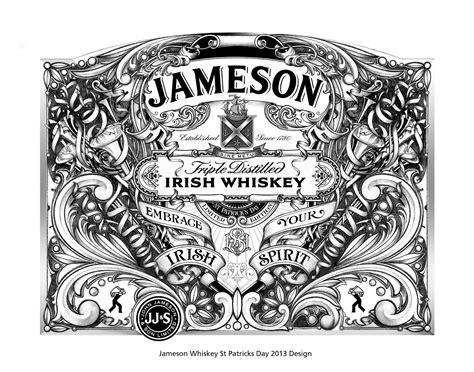 Ephemera sketch for glass sign | Jameson whiskey, Vintage lettering, Vintage typography