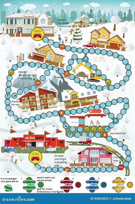 Board Game (Cartoon City) - Winter Stock Vector - Image: 44552833