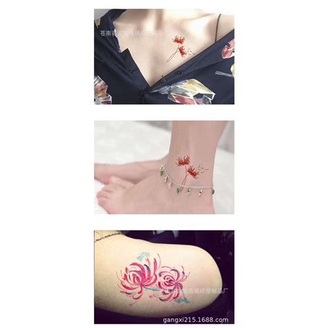 20 Pcs Higan Bana Flower Tattoo Stickers Waterproof Female Korean ...