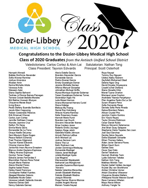 AUSD congratulates the Dozier-Libbey Medical High Class of 2020 – see ...