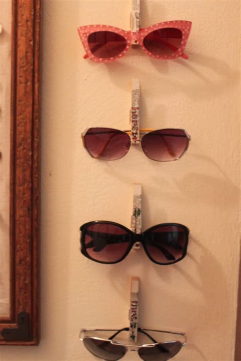 {something radiant} sunnies display diy | Diy sunglasses holder, Clothes pins, Sunglasses display