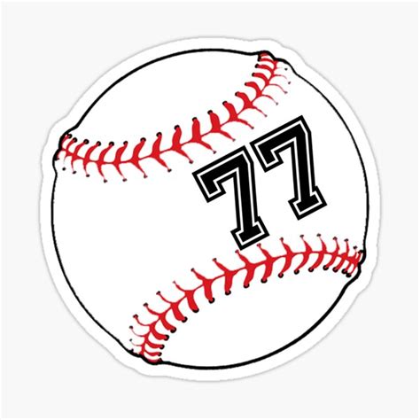 "Baseball Player Jersey No 77 Back Number #77 Ball Sport Sticker Gift" Sticker for Sale by ...